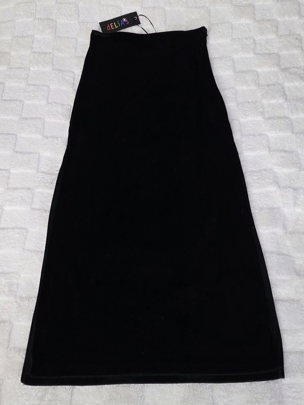 Delia's By Dolls Kill Velvet Maxi Skirt W/ Side Slits Black Size Extra Small NWT